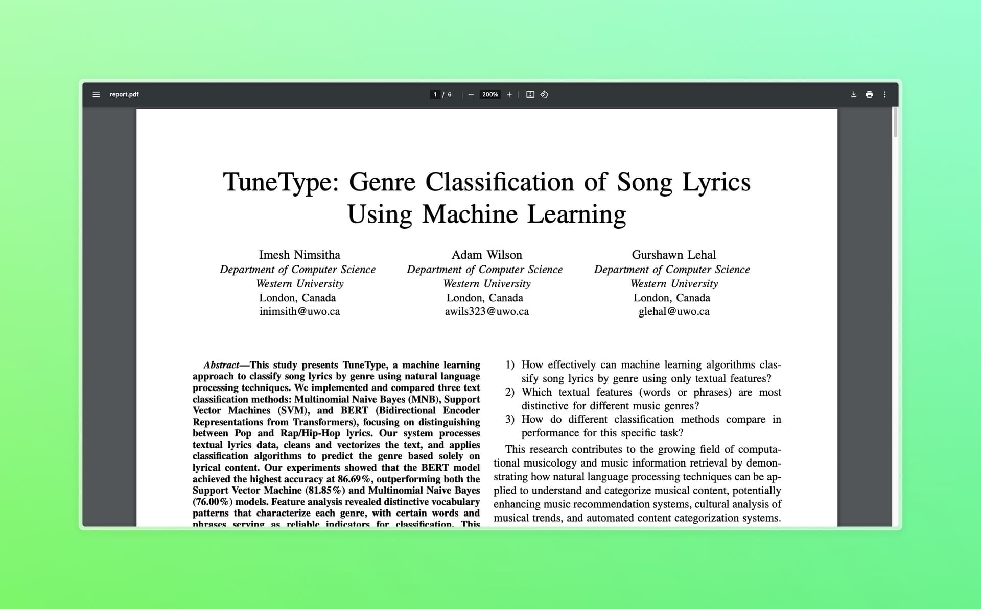 tunetype - lyric classifier
